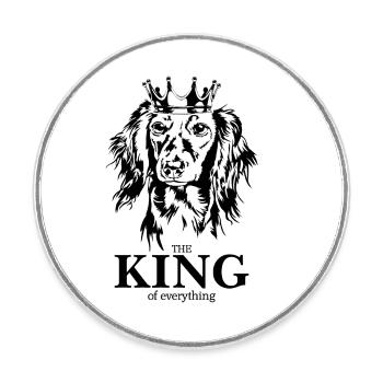Langhaardackel King of everything Spruch Hunde - Runder Kühlschrankmagnet - Weiß - Vorne