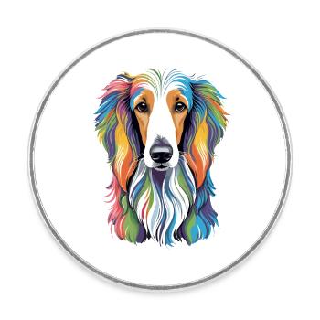 Afghanischer Windhund - Runder Kühlschrankmagnet - Weiß - Vorne