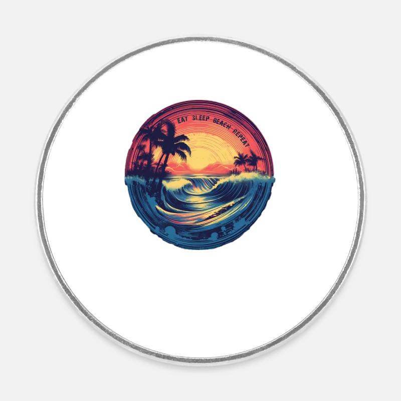 Plage - Magnet rond - blanc