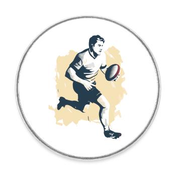Hervé the rugby player - Round  fridge magnet - white - Front