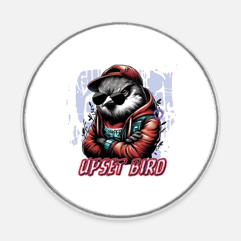UPSET BIRD - Round  fridge magnet - white