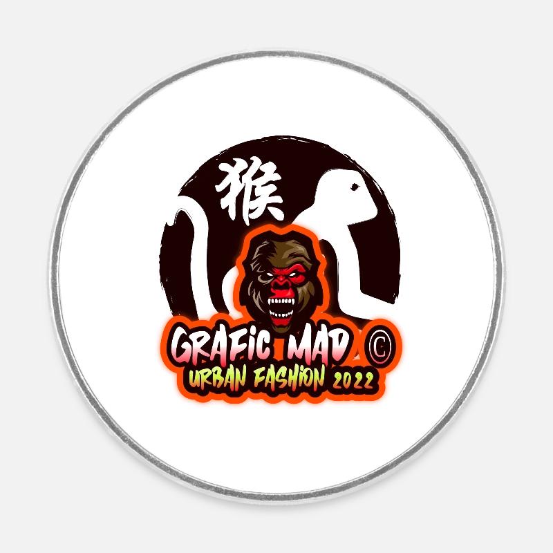 MAD GORILLA - Round  fridge magnet - white