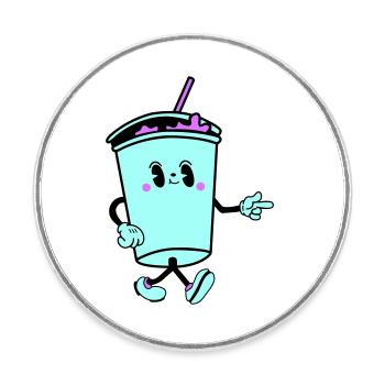 drink cartoon - Runder Kühlschrankmagnet - Weiß - Vorne