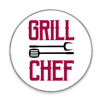 Chef de grillades - Magnet rond - blanc - Devant