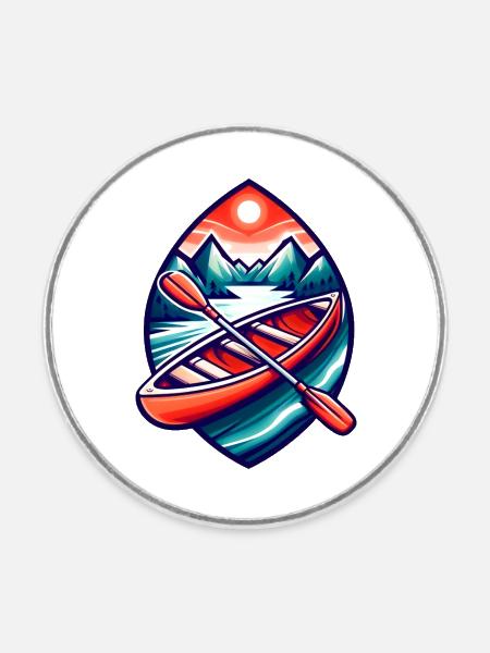 Kanu Boot - Runder Kühlschrankmagnet - Weiß