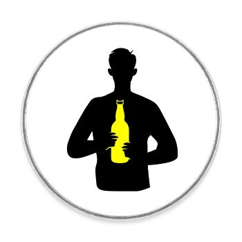Boire de la bière de fête - Magnet rond - blanc - Devant