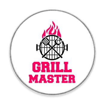 Grill Master - Round  fridge magnet - white - Front