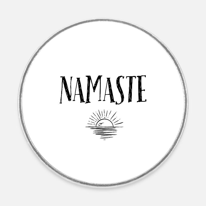 NAMASTE Sunrise Noir Blanc - Magnet rond - blanc