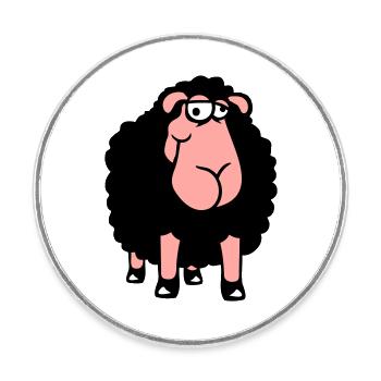 Schaf Guckt Doof Süß Niedlich Komisch Albern Cool - Runder Kühlschrankmagnet - Weiß - Vorne