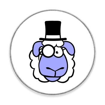 Sheep Mr. Gentleman Top Hat Monocle Glasses - Round  fridge magnet - white - Front