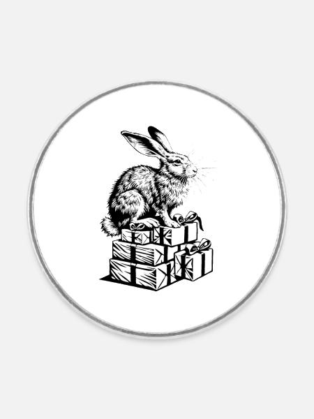 Weihnachtshase - Osterhase feiert Weihnachten - Runder Kühlschrankmagnet - Weiß