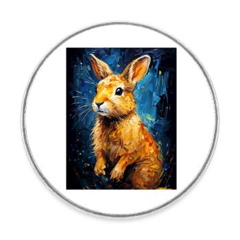 Kaninchen in der digitalen Kunst - Runder Kühlschrankmagnet - Weiß - Vorne