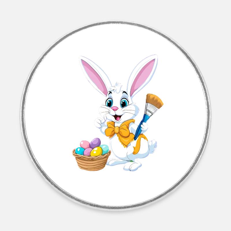 Easter bunny with Easter eggs - Round  fridge magnet - white
