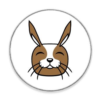Hase Lustig Gesicht Lächeln glücklich freundlich - Runder Kühlschrankmagnet - Weiß - Vorne