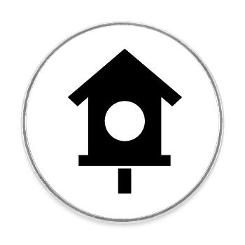Vogelhaus - Runder Kühlschrankmagnet - Weiß - Vorne