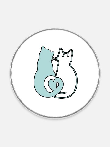 Duo-Katzen. - Runder Kühlschrankmagnet - Weiß