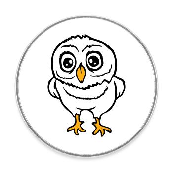 hibou oiseau aigle hibou hibou nuit oiseau effraie des granges chouette bande dessinée - Magnet rond - blanc - Devant