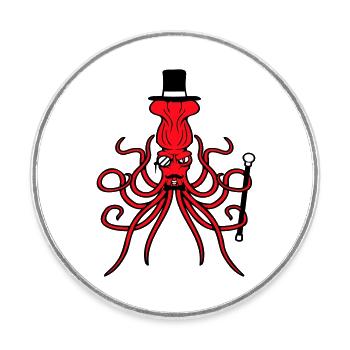 Kraken Mr. Sir Chapeau haut de forme Monocle Lunettes Empire - Magnet rond - blanc - Devant