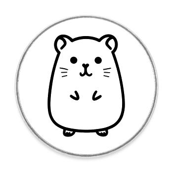hamster - Round  fridge magnet - white - Front