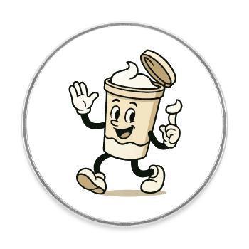 Tasse à glace bande dessinée - Magnet rond - blanc - Devant