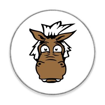 Horse Anxious Funny Funny Grimace Cartoon - Round  fridge magnet - white - Front
