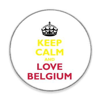 Keep Calm & Love Belgium - Magnet rond - blanc - Devant