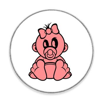 naissance fille - Magnet rond - blanc - Devant