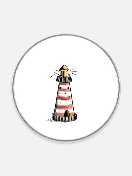 Lustiger Nordsee Leuchtturm Comic - Runder Kühlschrankmagnet - Weiß