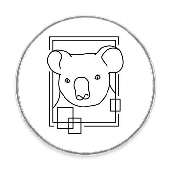 Koala en forme géométrique - Conception d’art au trait - Magnet rond - blanc - Devant