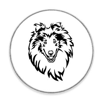 Collie Kopf - Runder Kühlschrankmagnet - Weiß - Vorne
