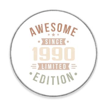 Original 1990 Jahrgang Vintage Geburtstag 1990 - Runder Kühlschrankmagnet - Weiß - Vorne