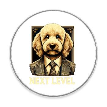 Goldendoodle Dog Next Level Suit Gift - Round  fridge magnet - white - Front