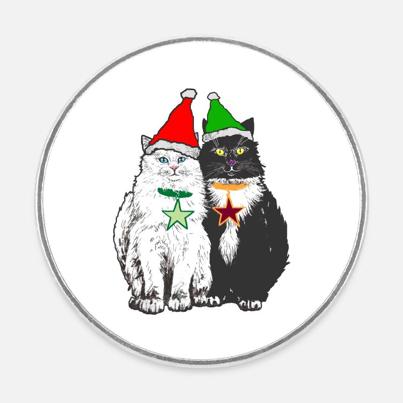 LES CHATS DE NOËL - Magnet rond - blanc