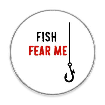Fish Fear Me - Round  fridge magnet - white - Front