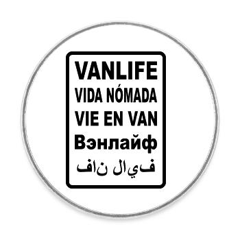 Vanlife International - Round  fridge magnet - white - Front