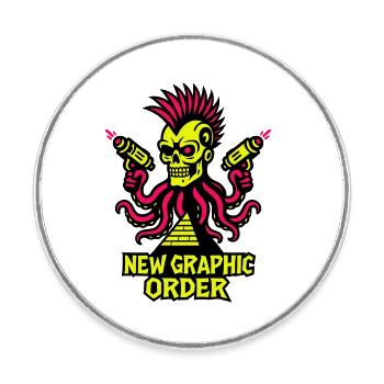 NGO Skull Punk - Round  fridge magnet - white - Front