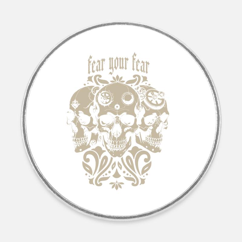 Trois crânes - Magnet rond - blanc