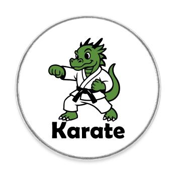 Karaté Dragon - Magnet rond - blanc - Devant