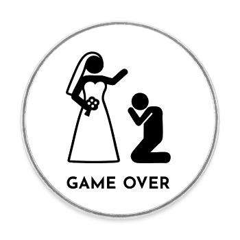 Mariage - Game over - Magnet rond - blanc - Devant