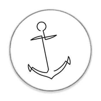 Anchor Sketch – Maritime Symbol of Durability - Round  fridge magnet - white - Front