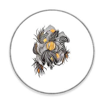 Noir Blossoms Orange Accents - Round  fridge magnet - white - Front