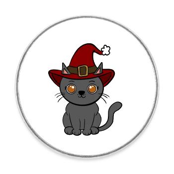 Noël chat - Magnet rond - blanc - Devant