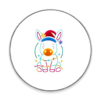 Donkey Elf Noël Drôle Cadeau - Magnet rond - blanc - Devant