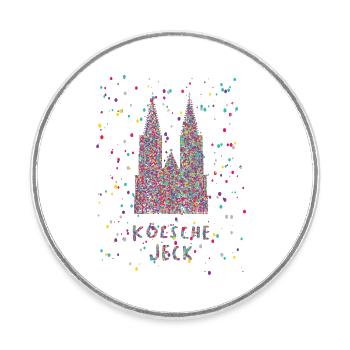 Cologne Jeck Cathédrale de Cologne Carnaval Confettis - Magnet rond - blanc - Devant