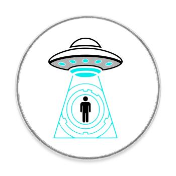 UFO Abduction Beam Me Up Vector - Round  fridge magnet - white - Front