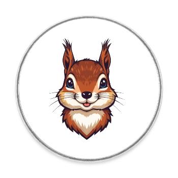 Süßer Eichhörnchen Kopf - Runder Kühlschrankmagnet - Weiß - Vorne