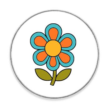 Flowerpower rétro à motifs floraux des années 70 - Magnet rond - blanc - Devant