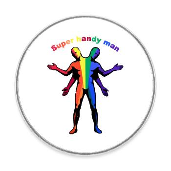 Super Handy Man Rainbow - Round  fridge magnet - white - Front