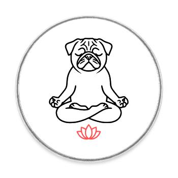 Pug Yoga Meditation Outline - Round  fridge magnet - white - Front