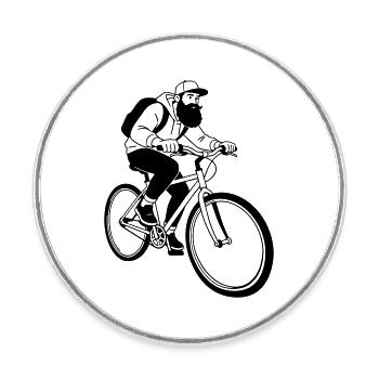 Hipster moto - Magnet rond - blanc - Devant
